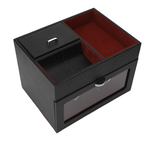 (US Plug Wine Red) 2 Watch Winder Double Headed Vertical Light Adjustable Height Silent 1
