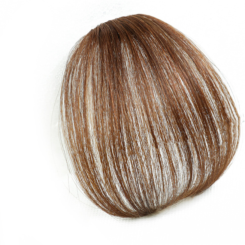 Unisex Brown (Light Without Temples) Bangs Hair Clip Synthetic Thin Wispy Front Fringe Light