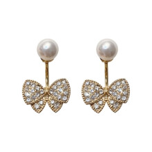 2pcs Bow Earrings S925 Silver Pearls Stud Girls Party