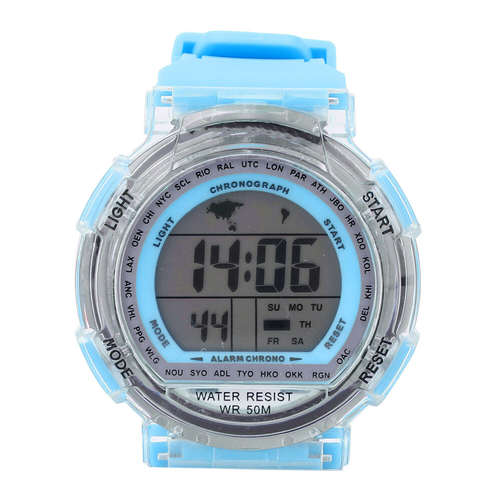 (Blue) Multifunction Waterproof Sports Digital Watch Colorful Luminous Blue 667859205385