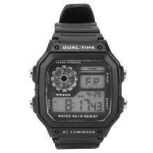 Digital Sports Watch Waterproof Stopwatch Night Light Alarm Dual Time