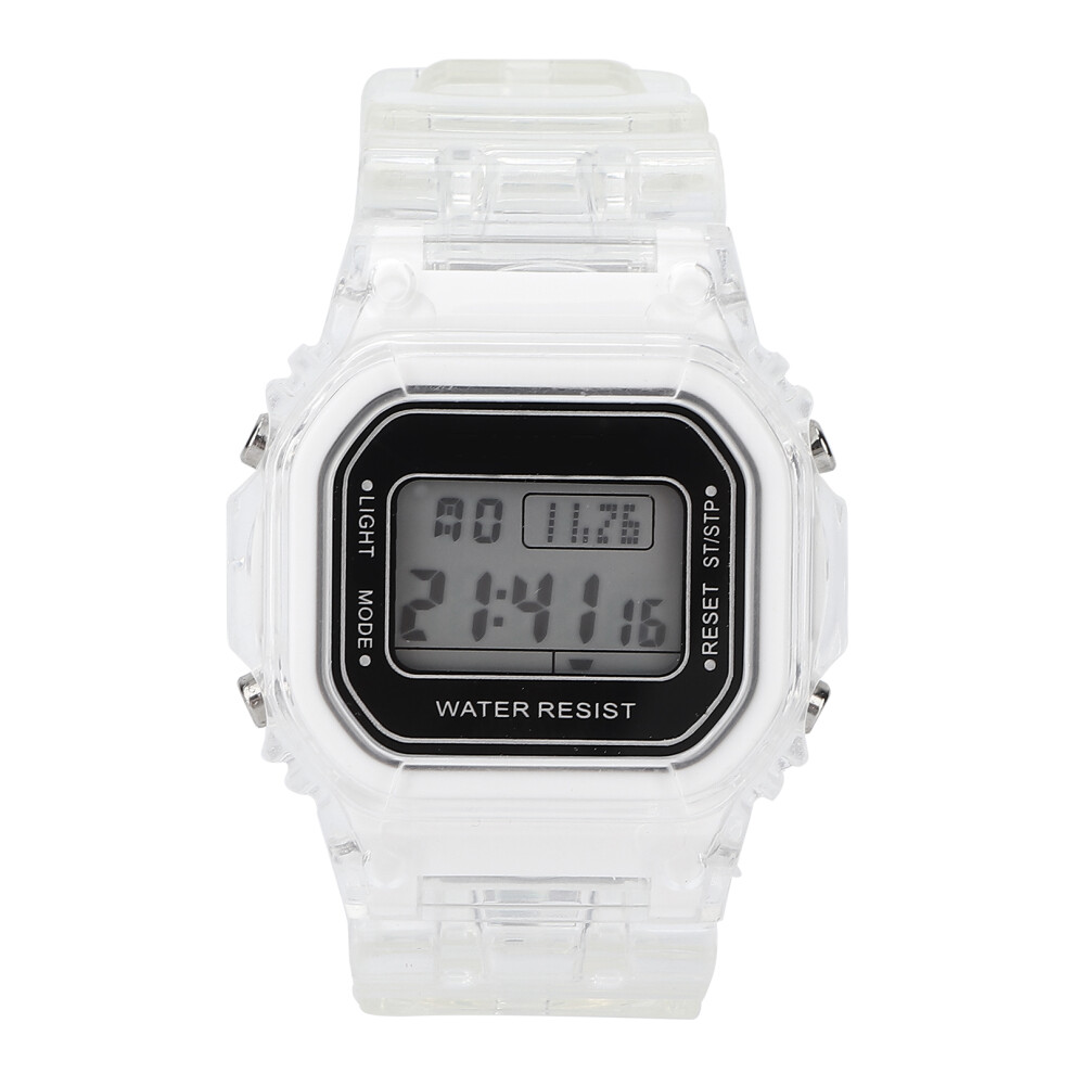 (White) Digital Watch Waterproof Noctilucence Square Sports White 667859205477