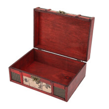 Vintage Wooden Storage Box Jewelry Necklace Bracelet Organizer