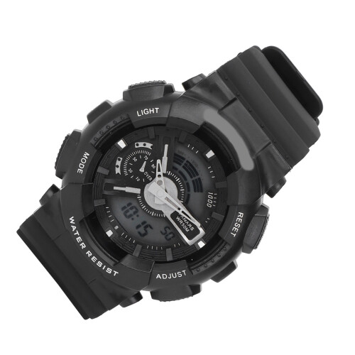 (Black) Students Waterproof EL Light Dual Time Digital Watch Pink 2