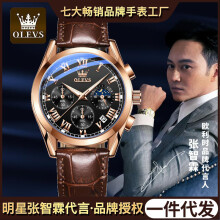 Men's Watch Chronograph Waterproof Luminous Brown Black Face