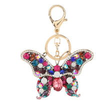 (Colorful) Butterfly Keychain Crystal Rhinestones Zinc Alloy Sparkling Keyring
