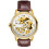 Men Watch Automatic Skeleton Diamond Leather Band Luminous 3ATM 1