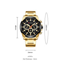 CURREN 8361 Quartz Chronograph Stainless Steel 3 Subdials Waterproof