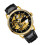 Men Watch Automatic Skeleton Leather Band Luminous 3ATM Black 3