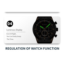 CURREN 8355 Men's Quartz Chrono 3ATM Large Dial Luminous Alloy Strap