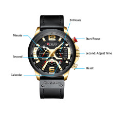 CURREN 8329 Quartz Watch Men 3 Sub-Dials 24H Calendar 3ATM Waterproof