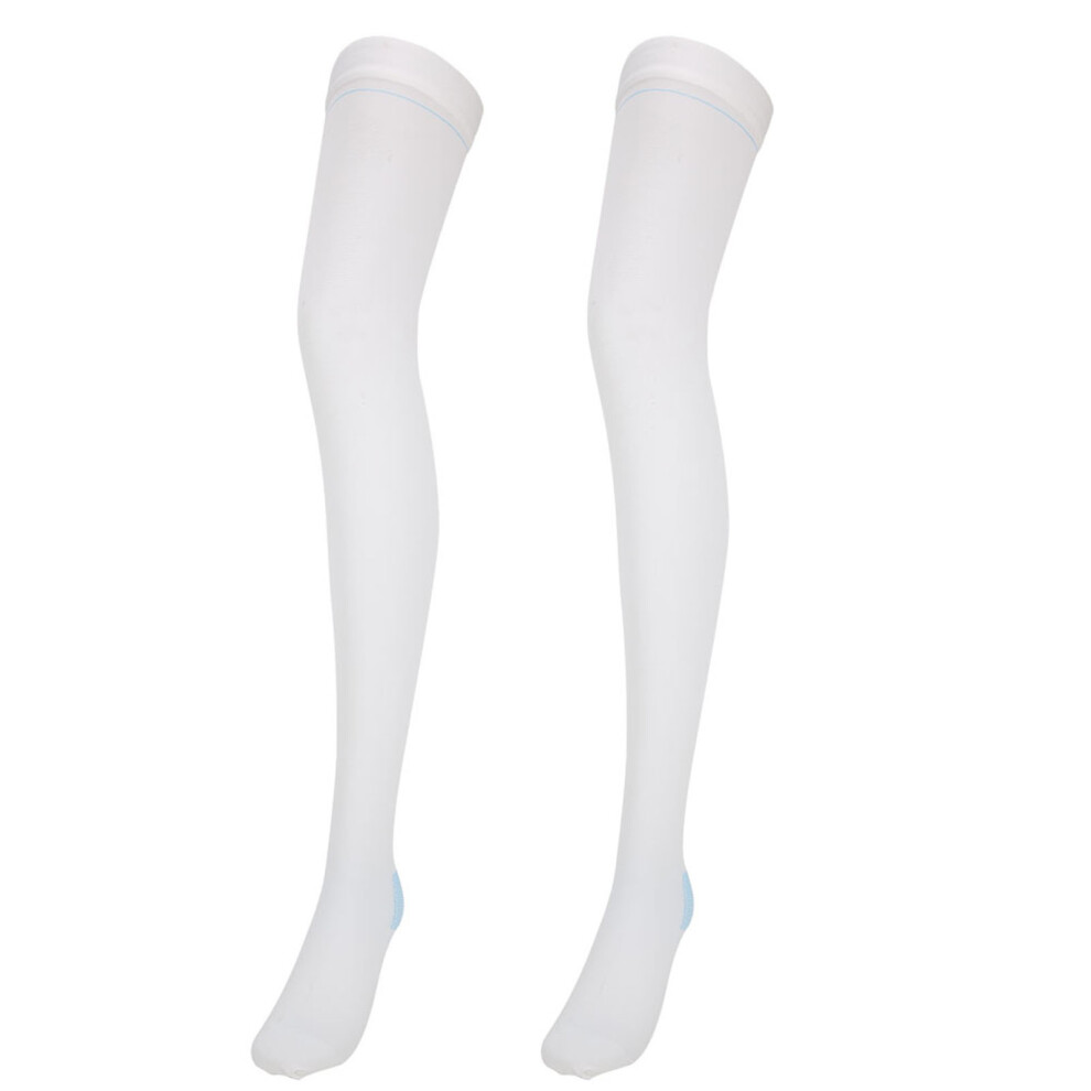 (blanc XL) Varicose Vein Compression Socks Anti-Slip Blood Clot Care White S-image-OPC-PMMVDTB-NEW