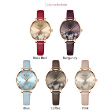 Women Quartz Watch CURREN Analog 3ATM Waterproof Leather Strap