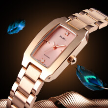 SKMEI Women Quartz Watch Diamond Dial Stainless Steel Strap Elegant