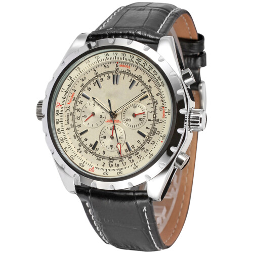 Men's Automatic Mechanical Watch Leather Strap Calendar Date 1