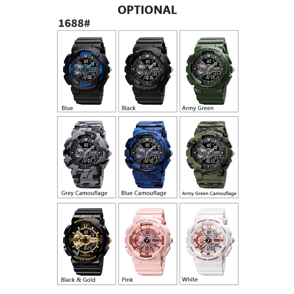 Skmei Quartz Digital Watch Dual Time Date Alarm 5Atm Waterproof 667859208263