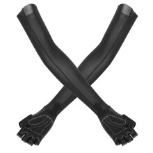 (Black M) Elastic PU Bike Gloves Anti-Skid Sunscreen Long Arm XL