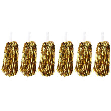 (Gold) 6PCS Cheerleading Poms Flower Ball Sport Gold