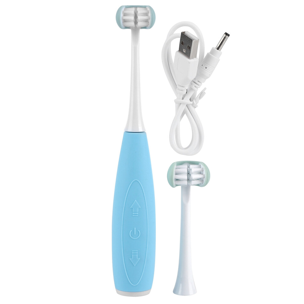 (Blue) 3 Sides Kid Electric Toothbrush Sonic USB Rechargeable Pink-image-OPC-PMMVH8X-NEW
