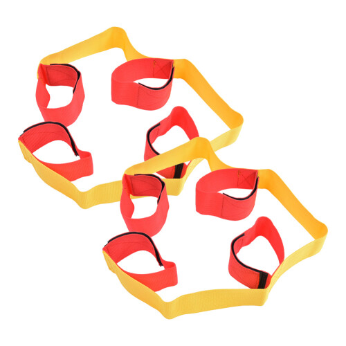 (4 people belt) 1 Pair Multiplayer Legged Fixed Belt Teamwork Game Toy 8 People 1