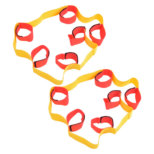 (6 people belt) 1 Pair Multiplayer Legged Fixed Belt Teamwork Game Toy 8 People 1