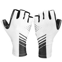 (Black White M) BOODUN Half Finger Cycling Gloves Non-Slip Breathable Black Red M