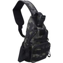 (camouflage green) Outdoor Sport Oxford Chest Bag USB Charging Climbing Cycling Camo