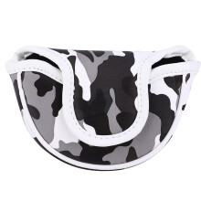 (Camouflage Gray) PU Leather Camo Golf Putter Head Cover Magnetic Waterproof Brown