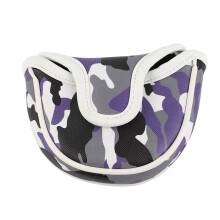 (Camouflage Blue) PU Leather Camo Golf Putter Head Cover Magnetic Waterproof Brown