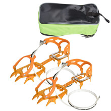 (orange) 1 Pair 14 Teeth Ice Crampons Anti Slip Shoe Grips Spikes Orange