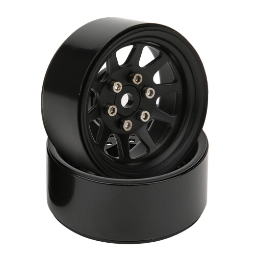 (Black) 2pcs Alloy Beadlock Wheel Rims White