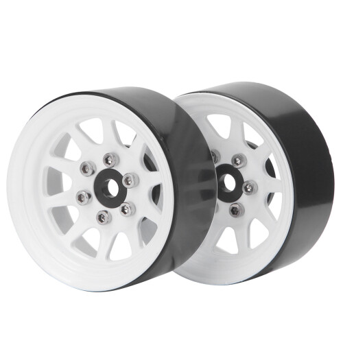 (White) 2pcs Alloy Beadlock Wheel Rims White 2