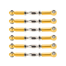 (golden) 6Pcs Aluminum Alloy Adjustable Push Rods Turnbuckle for RC Cars Golden