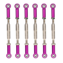 (purple) 6Pcs 88mm Aluminum Alloy Adjustable Push Rods for RC Car Red