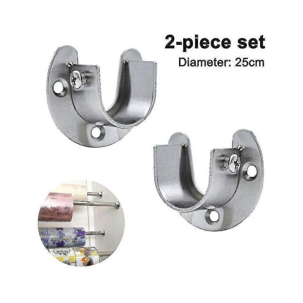 Kikidex (As Show, 32Mm) 2 Pack Stainless Steel Closet Pole Sockets, Heavy Duty Closet Rod End Supports U Shaped Flange Rod H