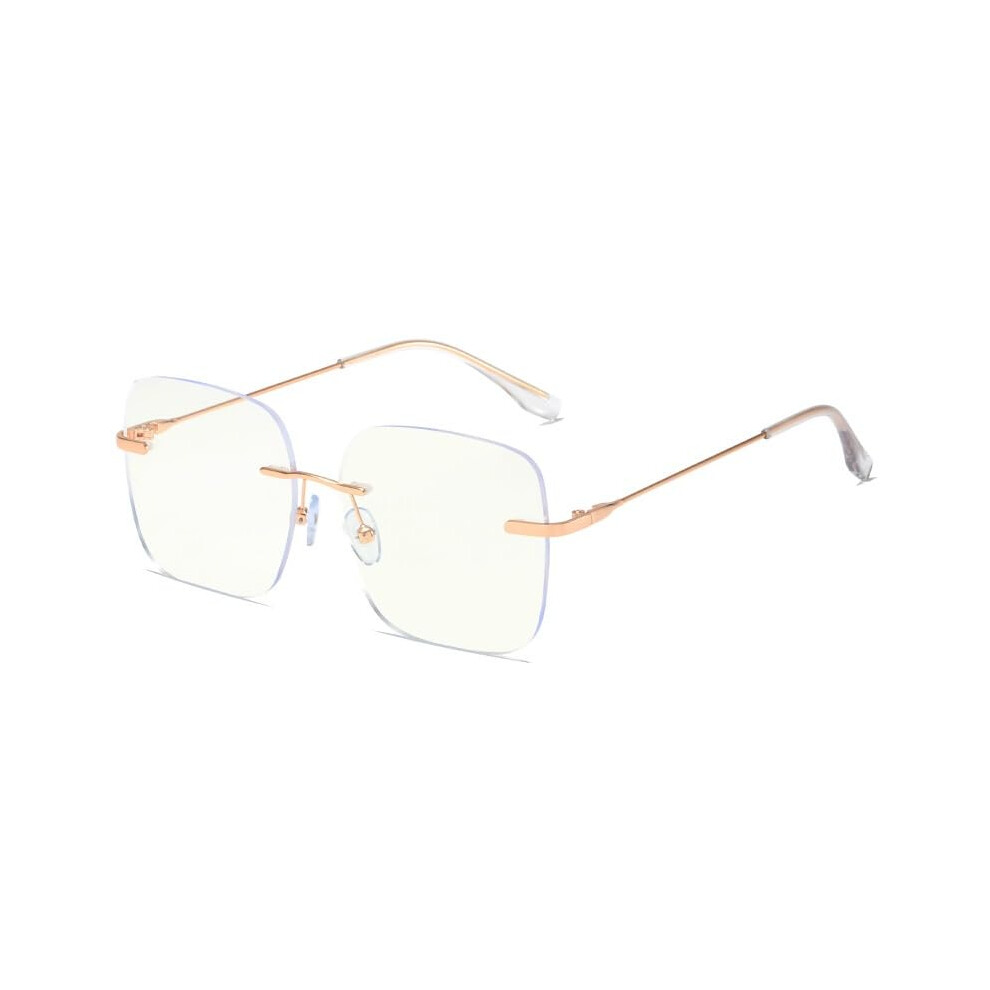 Blue/Light Anti Rimless Reading Glasses Rose Size +0.00 Oversized Computer Readers Anti Uv