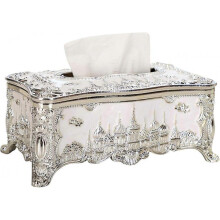 Luxurious Rose Tissue Box Acrylic Holder Cover Luxurious Elegant Design Tissue Holders Paper Holder Napkin Holder for Home Toilet Bath (silver Castle)