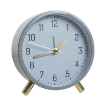 Battery Operated Round Alarm Clock with Light for Heavy-Gray