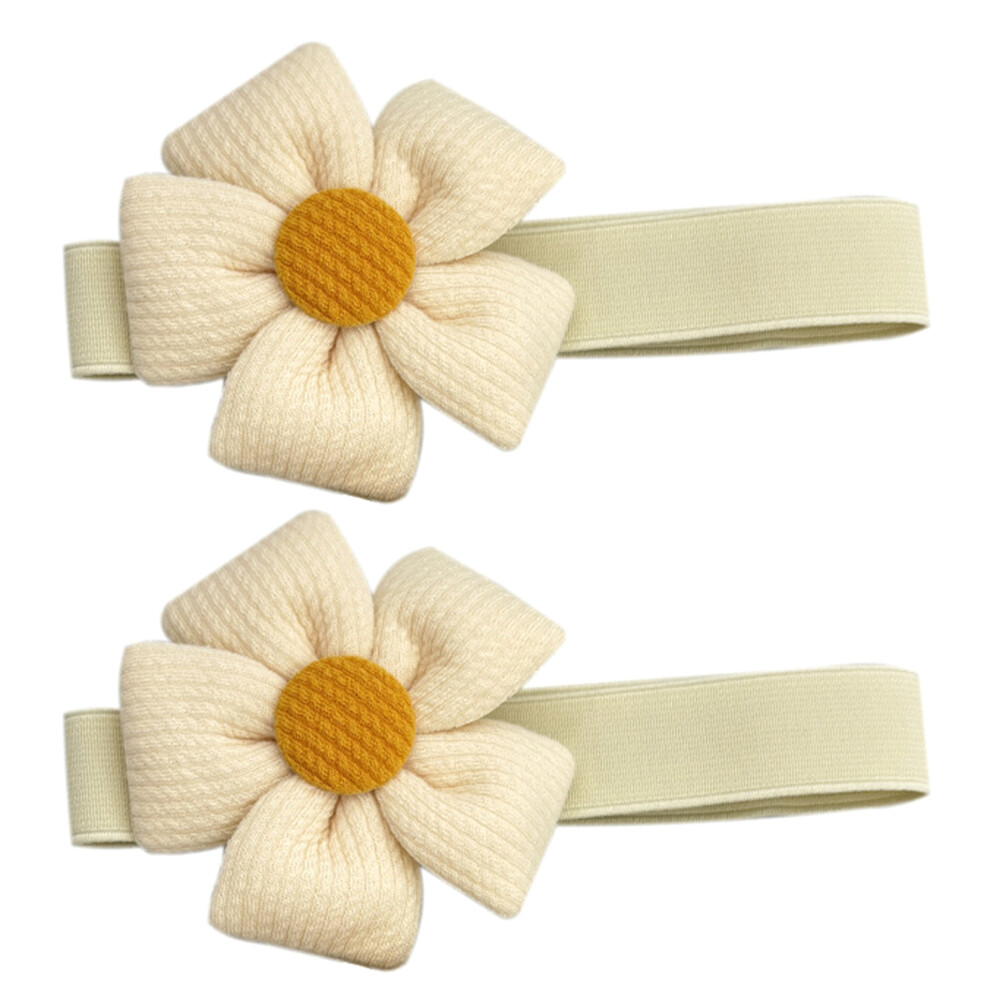 Set of 2 3D Flower Elastic Window Curtain Holders- Beige-image-OPC-PMMW6Y9-NEW