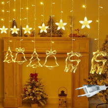 LED-Lichterkette Weihnachten Weihnachtsgirlande 8 Modi 3,5m — led weihnachtsgirlande, lichtvorhang sterne