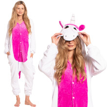 Women's Pink Unicorn Onesie - Adult Kigurumi Pajamas Hooded Loungewear Jumpsuit Costume S