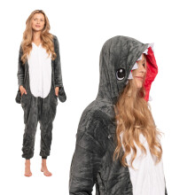 Pyjama Femme Combinaison Kigurumi Costume Onesie Requin Gris 165-175 cm L