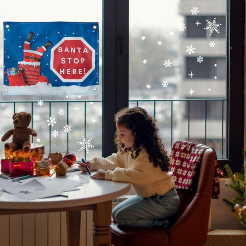 Drapeaux de Noël Santa Stop Here Drapeau de Noël 2 Pièces 46x61 cm 1