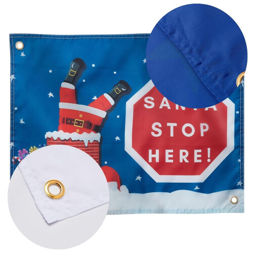 Drapeaux de Noël Santa Stop Here Drapeau de Noël 2 Pièces 46x61 cm 2