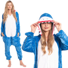 Blue Shark Kigurumi Onesie for Adults - Soft Animal Jumpsuit Pyjamas Loungewear Costume for Women Men XL