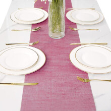 Mantel Individual de Lino Rosa 40x1000 cm Boho para Decoración de Bodas