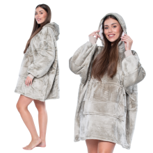 Oversized Wearable Blanket Hoodie - Warm Sherpa Fleece Lined Pullover with Hood & Pocket for Adults & Teens