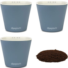 Set of 3 Self-Watering Pots - Blue Indoor Planters with Water Reservoir for Herbs, Flowers & Window Sill Gardens