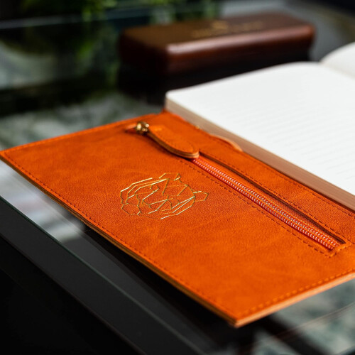 Trousse en cuir écologique avec double fermeture éclair Élégant marron 2