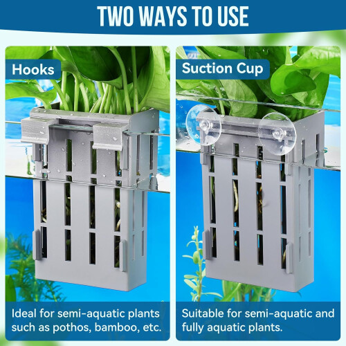 Borlech Aquarium Pflanzenhalter Set 4 Stück Grau 2